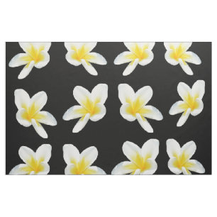 Tecido Padrão De Frangipani Amarelo E Preto,