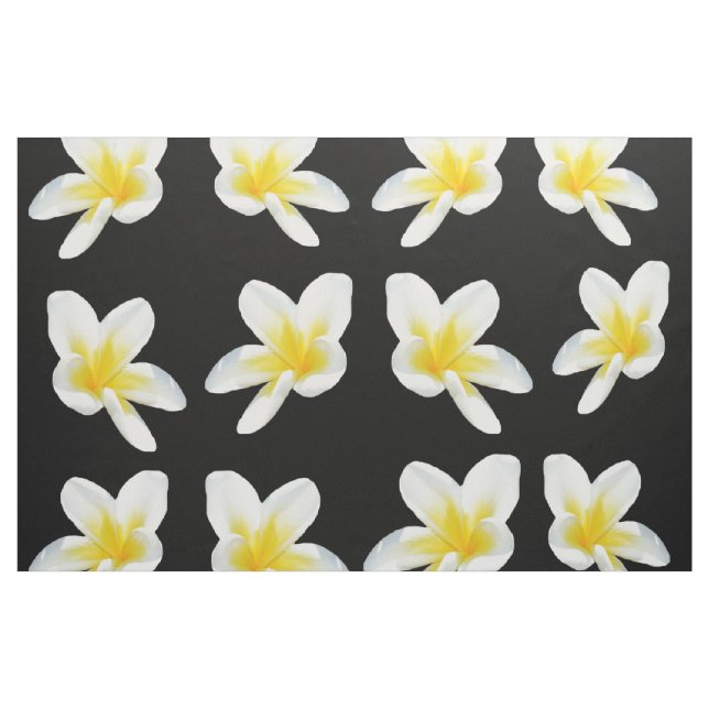 Tecido Padrão De Frangipani Amarelo E Preto, (Jarda)