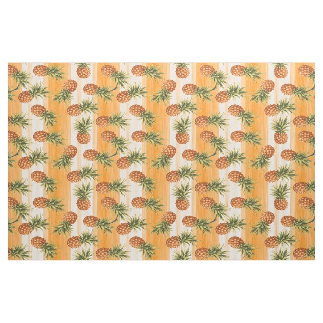Tecido Padrão de Fruta de ananás tropical verde laranja (Fat Quarter)