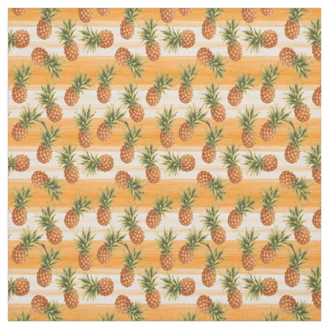 Tecido Padrão de Fruta de ananás tropical verde laranja (Modelo)