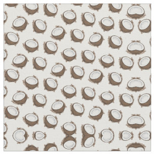 Tecido Padrão de Fruta de coco branco tropical de verão m