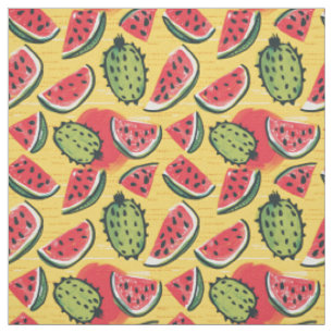 Tecido Padrão de Frutas de Verão em Negrito