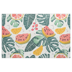 Tecido Padrão de Frutas Tropicais Casa de Verão Sem Cos