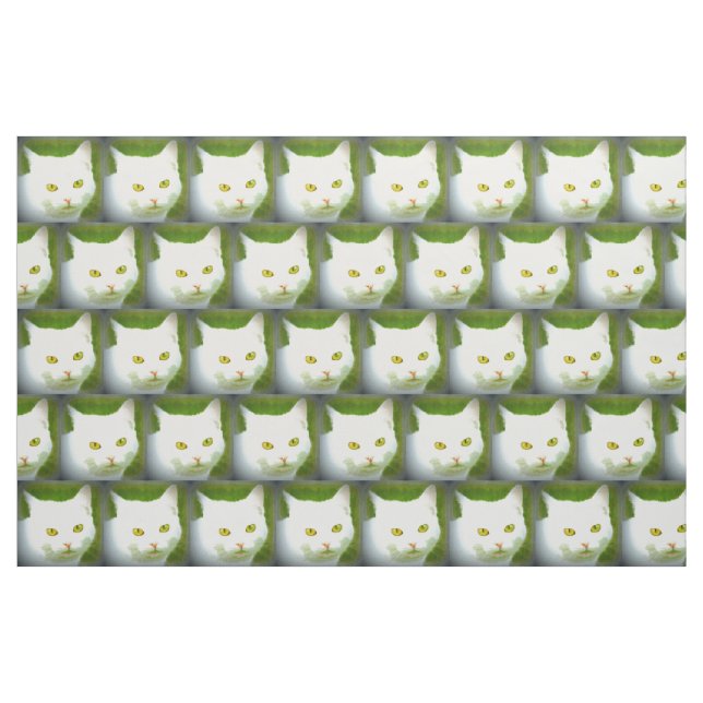 Tecido padrão de gato branco (Fat Quarter)