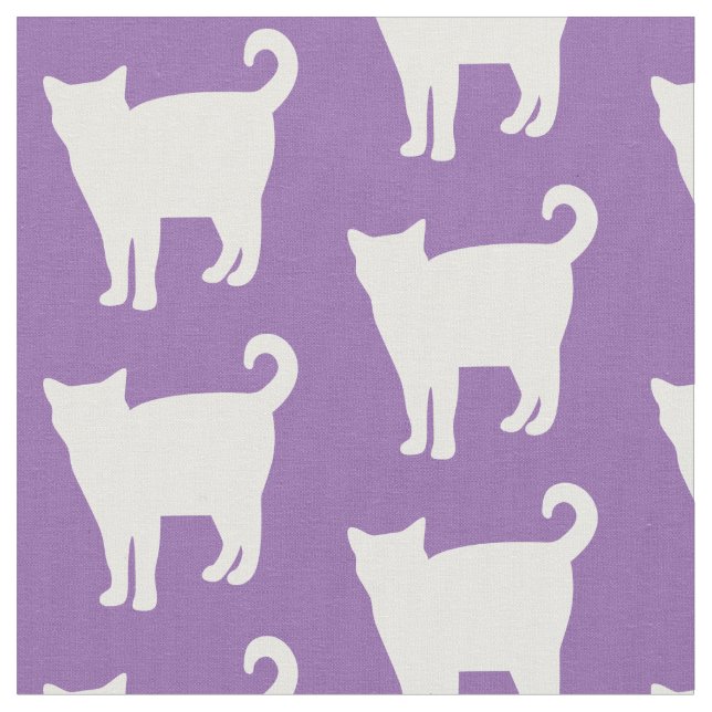 Tecido Padrão de Gato Branco| Roxo (Detalhe)