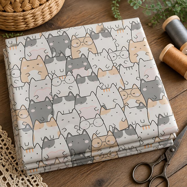 Tecido Padrão de Gato Excêntrico Fofo (Criador carregado)