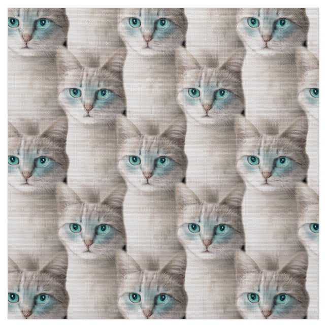Tecido Padrão de Gato Ojos Azules (Modelo)