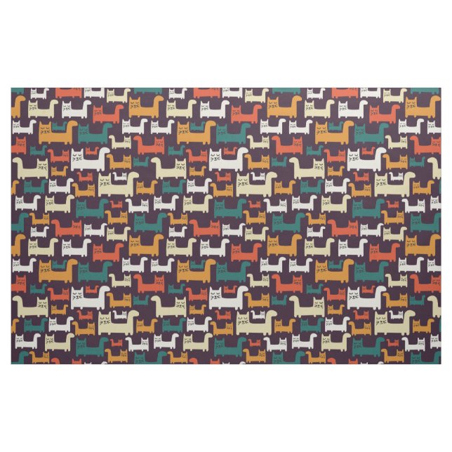 Tecido Padrão de Gatos Coloridos (Fat Quarter)
