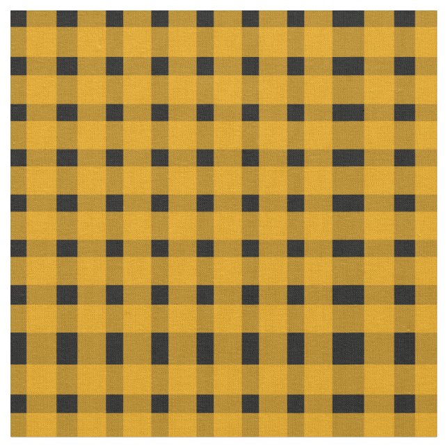 Tecido Padrão de Gingham Preto Amarelo (Detalhe)
