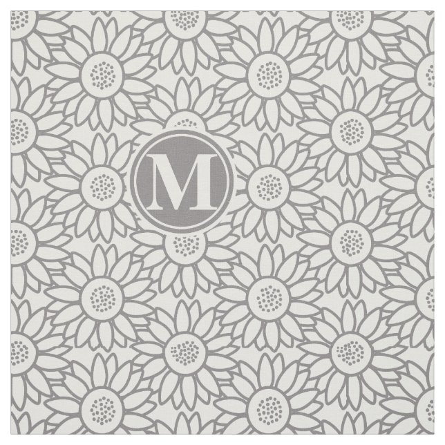 Tecido Padrão De Girassol Elegante Monograma (Modelo)