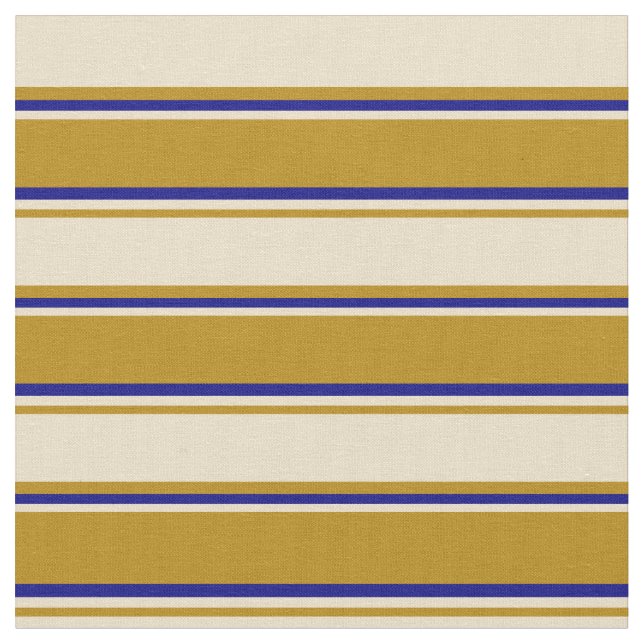 Tecido Padrão de Goldenrod Escuro, Tan & Blue Stripes (Detalhe)