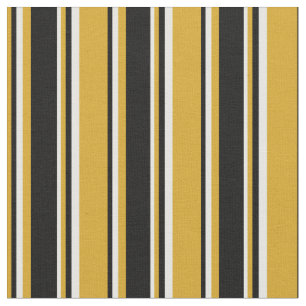 Tecido Padrão de Goldenrod, Preto e Stripes Brancas