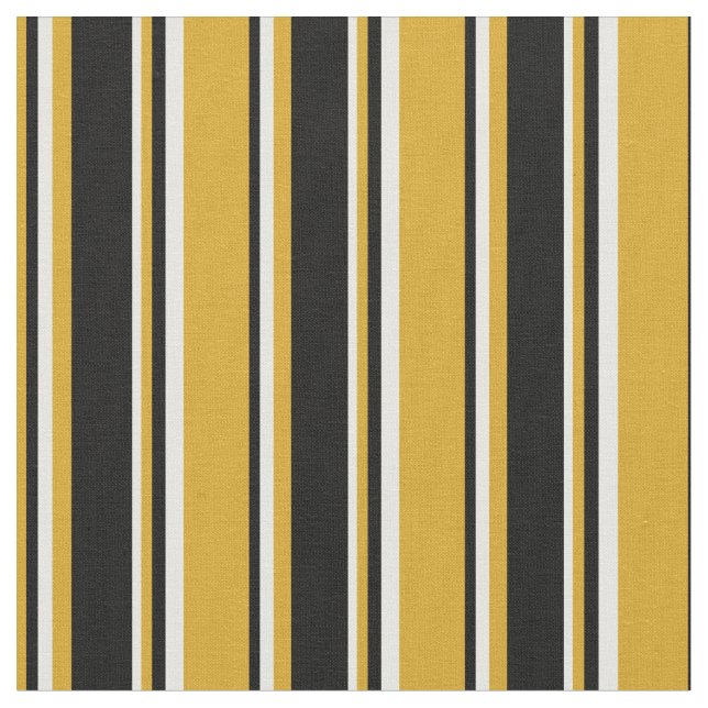 Tecido Padrão de Goldenrod, Preto e Stripes Brancas (Detalhe)