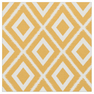 Tecido Padrão de Ikat Amarelo e Branco da Mostarda Modern