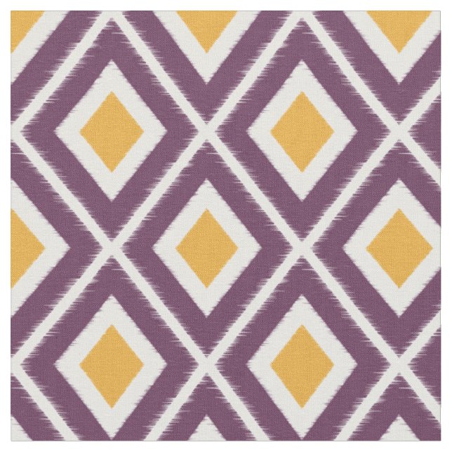 Tecido Padrão de Ikat Amarelo e Roxo da Mostarda Moderna (Detalhe)