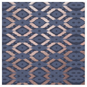 Tecido Padrão de Ikat Azul de Marinho Dourado boêmico