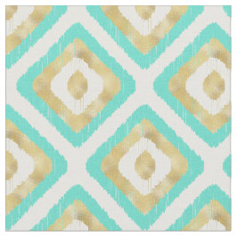 Tecido Padrão de Ikat Chic Dourado e Turquoise