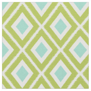 Tecido Padrão de Ikat Verde e Aqua Moderno