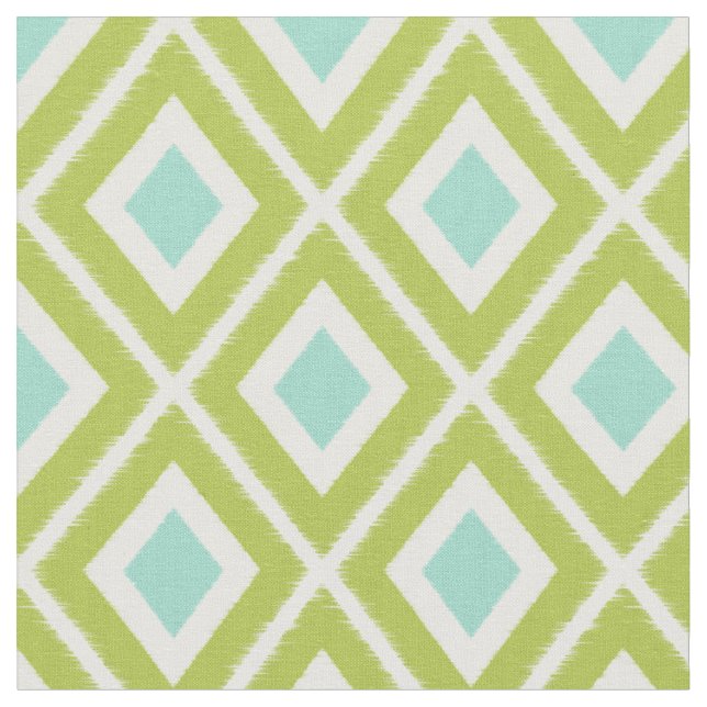 Tecido Padrão de Ikat Verde e Aqua Moderno (Detalhe)