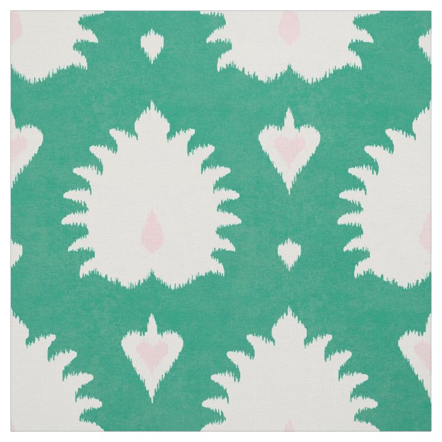 Tecido Padrão de ikat verde rosa moderno (Modelo)