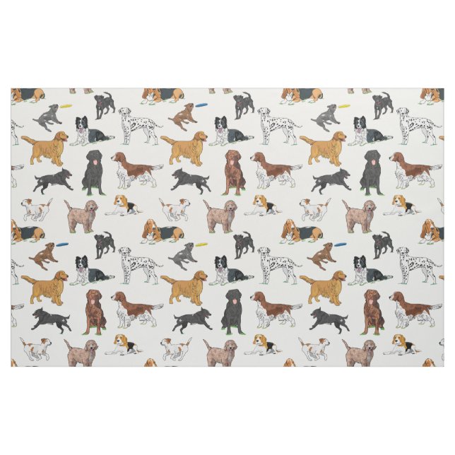 Tecido Padrão de Ilustração de Cães Bons (Fat Quarter)