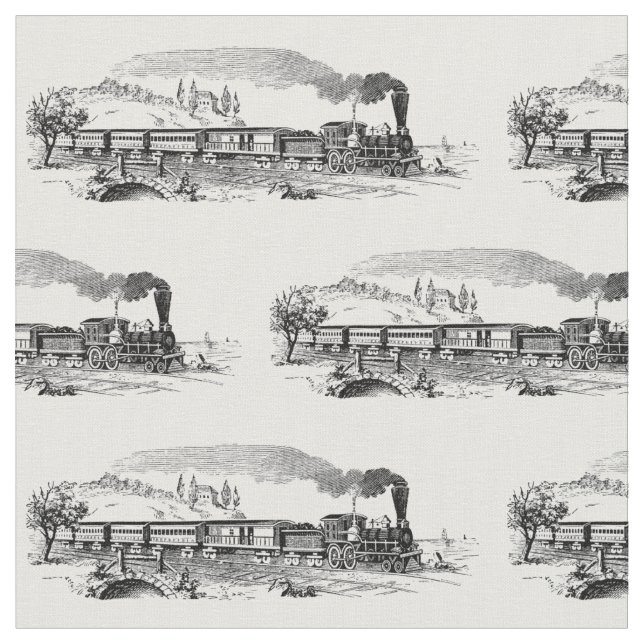 Tecido Padrão de Ilustração do Comboio a Vintage (Detalhe)