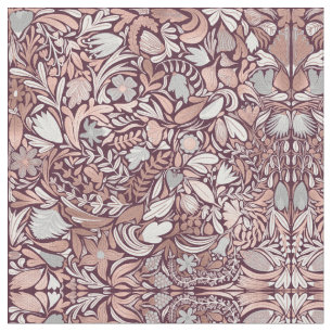 Tecido Padrão de Ilustração Floral da Borgonha Dourada ro