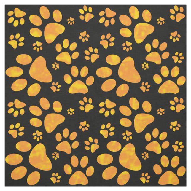 Tecido Padrão de Impressão da Pata de Cão Amarelo Laranja (Modelo)