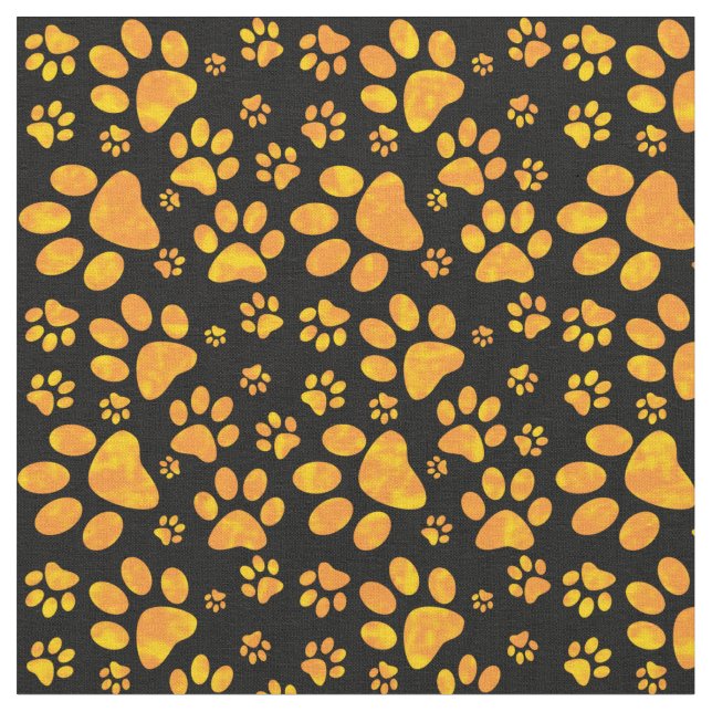 Tecido Padrão de Impressão da Pata de Cão| Laranja (Detalhe)