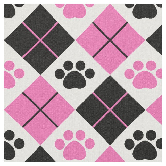 Tecido Padrão de Impressão da Pata de Estilo Rosa e Preto (Detalhe)