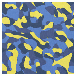 Tecido Padrão de Impressão de Camuflagem Azul e Amarelo