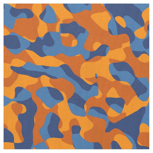 Tecido Padrão de Impressão de Camuflagem Azul e Laranja (Detalhe)