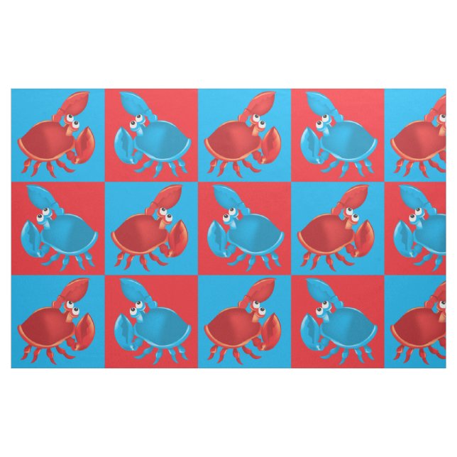 Tecido Padrão de Impressão de Caranguejo (Fat Quarter)
