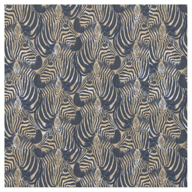 Tecido Padrão de Impressão de Zebras Azuis Dourado modern (Detalhe)