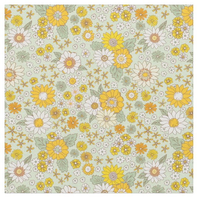 Tecido Padrão de Jardim Floral Amarelo (Detalhe)