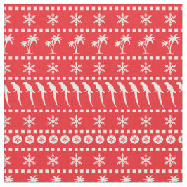 Tecido Padrão de Jumper Natal de Parrots e Palm Trees
