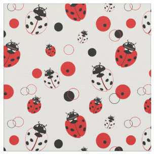 Tecido Padrão de Ladybug vermelho, preto e branco simple
