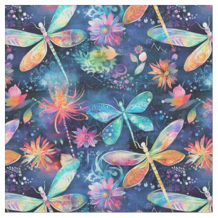 Tecido Padrão de libélulas vibrantes