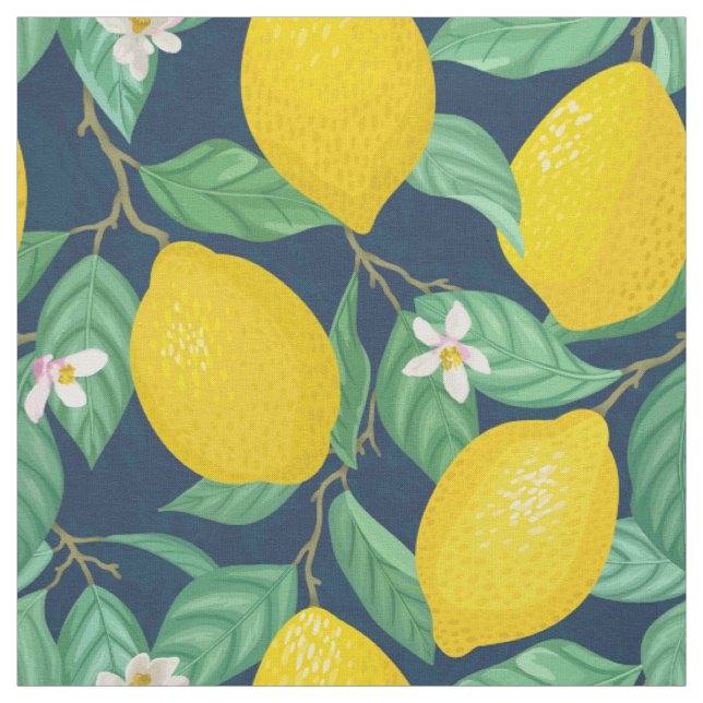 Tecido Padrão de limão azul-Marinho amarelo verde (Modelo)
