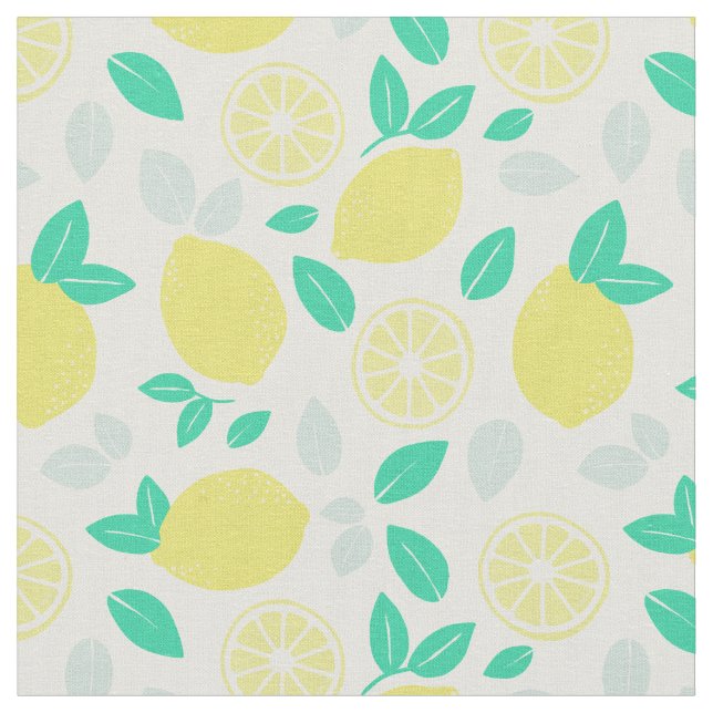 Tecido Padrão de limão de verão em Creme (Detalhe)
