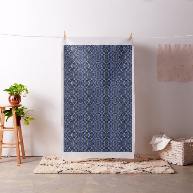 Tecido Padrão de Linha Curva Azul Fresco Temático dos Ano (In Situ)