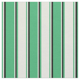 Tecido Padrão de linha verde-mar, bege e preto