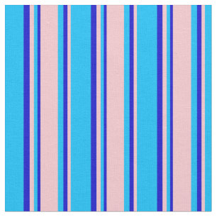 Tecido Padrão de Linhas Azul, Rosa e Azul do Céu Profundo