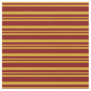 Tecido Padrão de Linhas de Goldenrodo e Maroon/Stripes