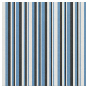 Tecido Padrão de Linhas/Listras Azul, Branca e Preta