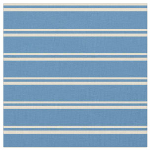 Tecido Padrão de Linhas/Listras Coloridas Beige & Azul