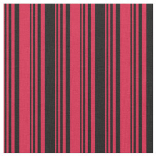 Tecido Padrão de Linhas/Listras Coloridas Crimson e Preto