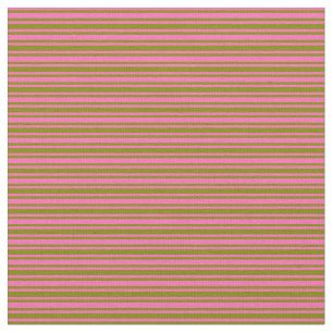 Tecido Padrão de Linhas/Listras Rosa-Quente e Verde