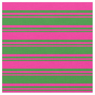 Tecido Padrão de Linhas/Listras Verde e Rosa Profundo