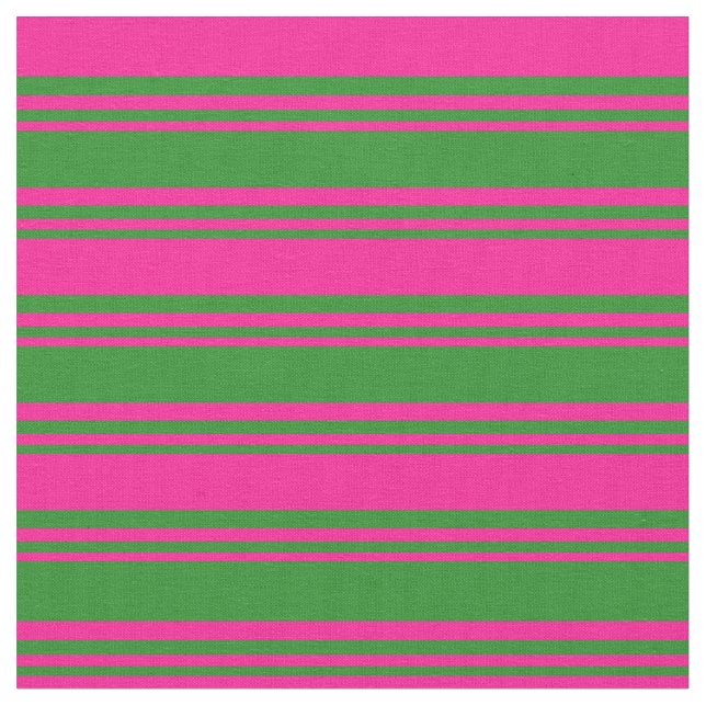 Tecido Padrão de Linhas/Listras Verde e Rosa Profundo (Detalhe)